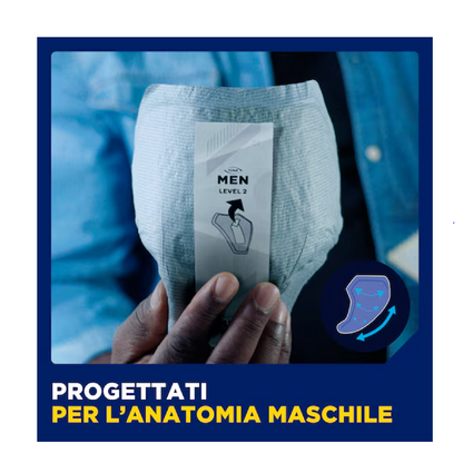 TENA Men Active Fit Livello 3 per utilizzo notturno | Assorbenti per incontinenza  | Pezzi 8