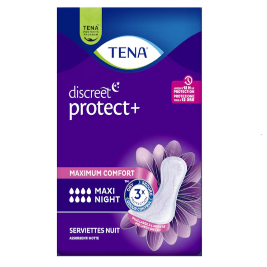 TENA Discreet Protect + Maxi Night | Assorbenti per incontinenza | Pezzi 12